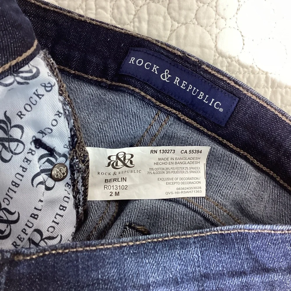 Rock & Republic Berlin‎ Stretch Skinny Jeans Women’s Size 2 Patterned Pockets